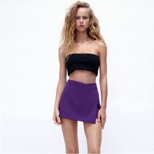Zara Dark Royal Purple Mini Skort Skirt XS